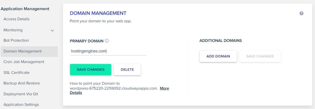 add domain name to Cloudways