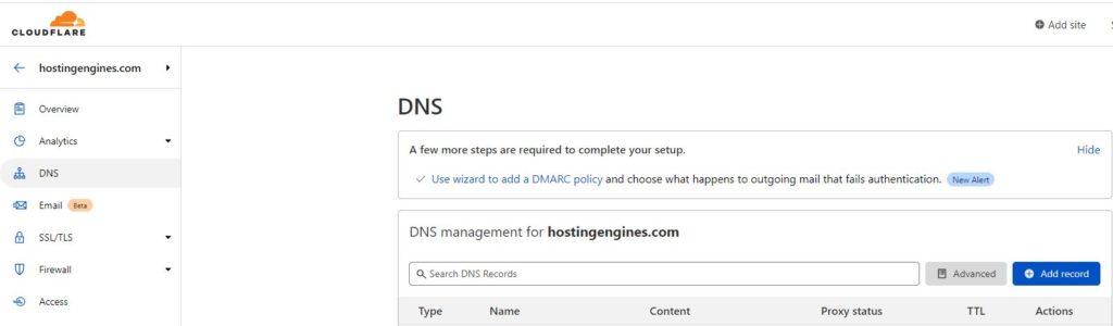 Cloudflare DNS Settings