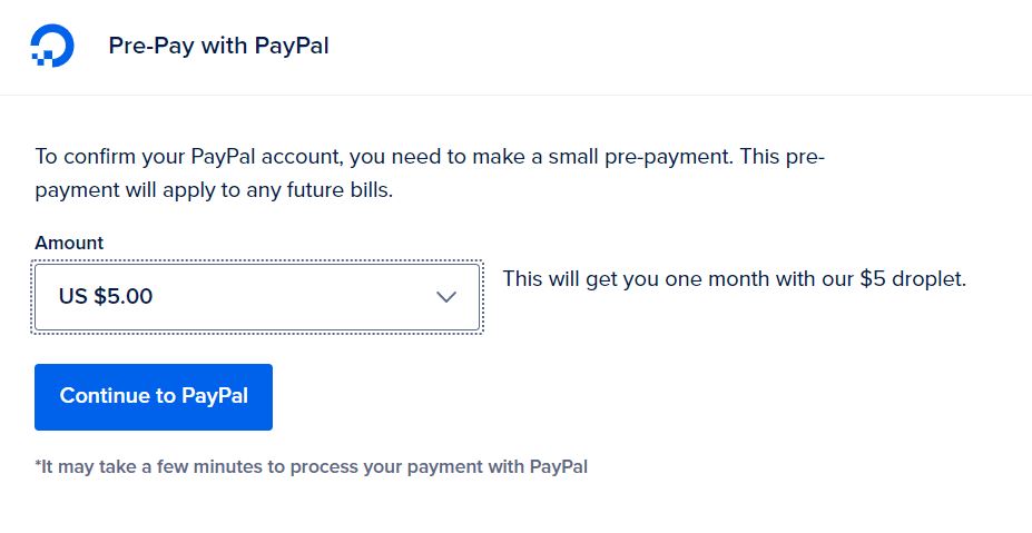 DigitalOcean Paypal Payment