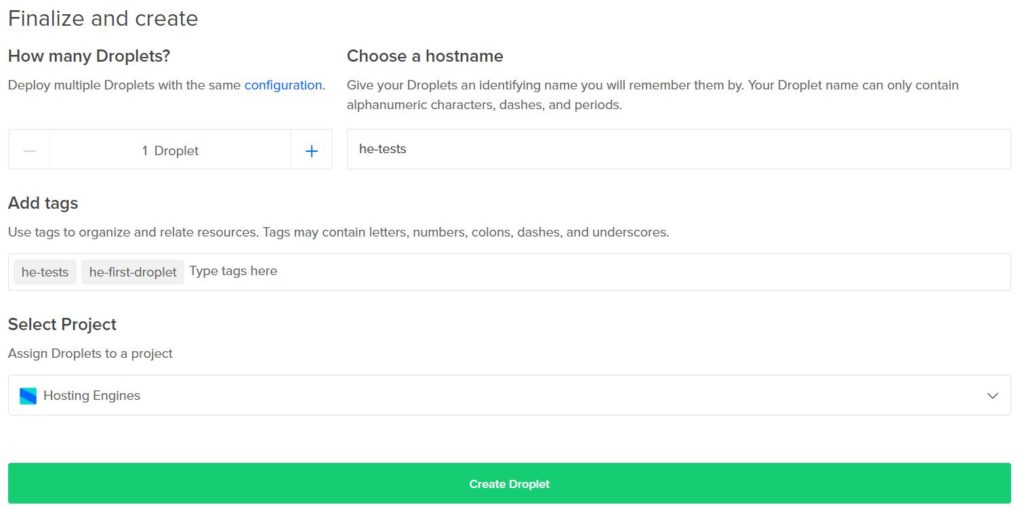 Finalize and Create DigitalOcean Droplet