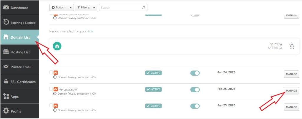 Manage Domain Name On NameCheap