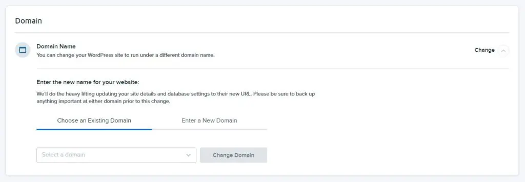 change domain name on Dreamhost