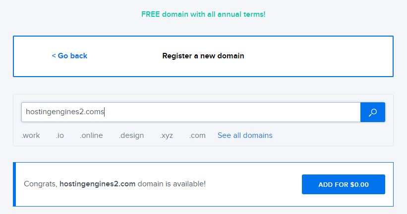 register a new domain with Dreamhost