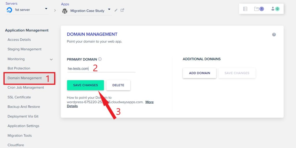 Add Domain to Cloudways Application