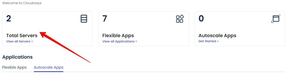 Cloudways Dashboard - Click on Servers