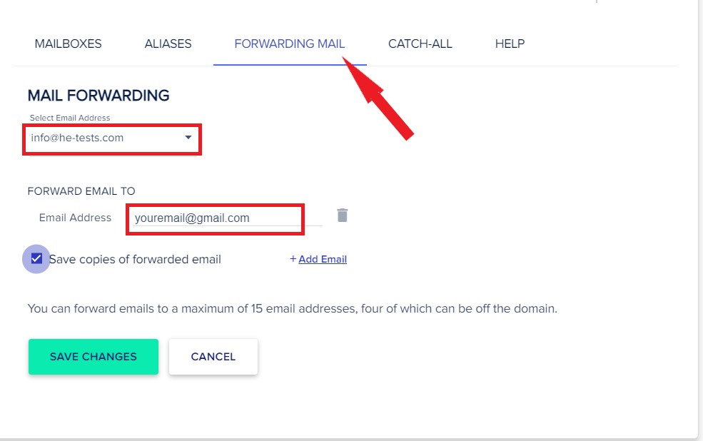 Cloudways Rackspace Forwarding Emails