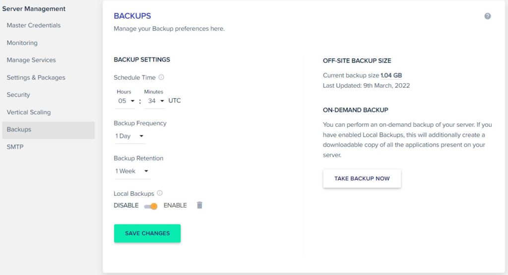 Cloudways Server Backups