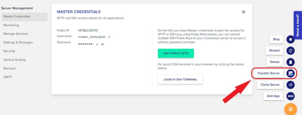 Cloudways Transfer Server