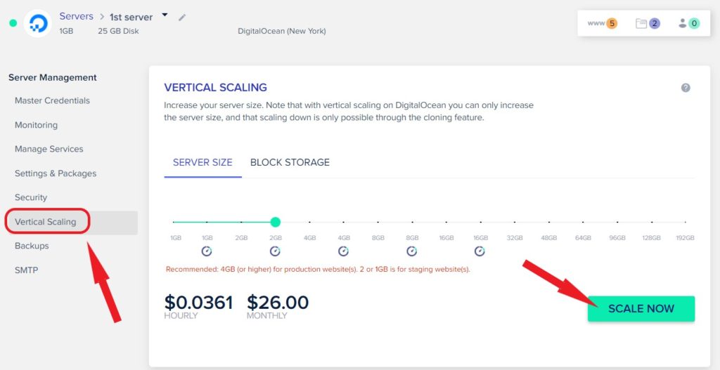 Cloudways Vertical Scaling