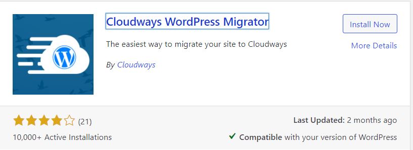 Cloudways WordPress Migrator Plugin
