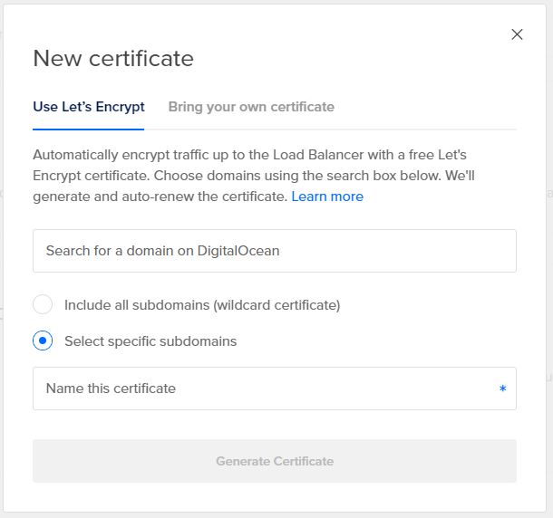 DigitalOcean SSL Certificate