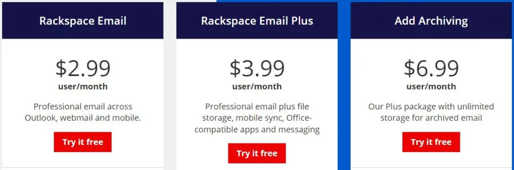 Rackspace Email Pricing