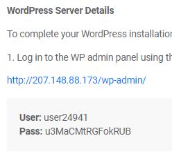 Vultr WordPress Server Details