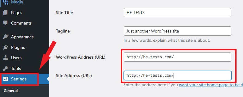 WordPress Address and Site Address