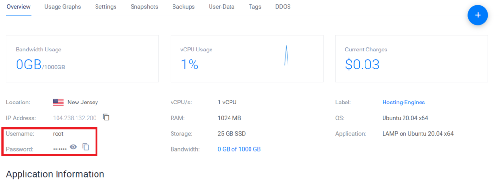 Vultr server root and password