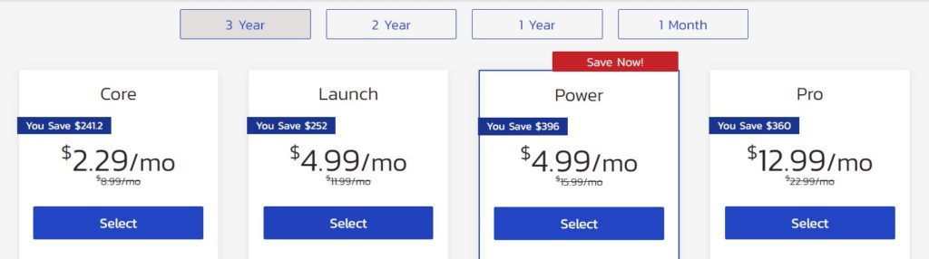 InMotion Shared Hosting Pricing