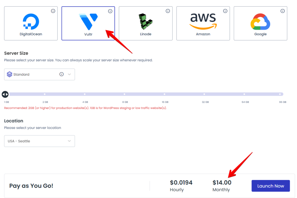 Vultr Pricing on Cloudways