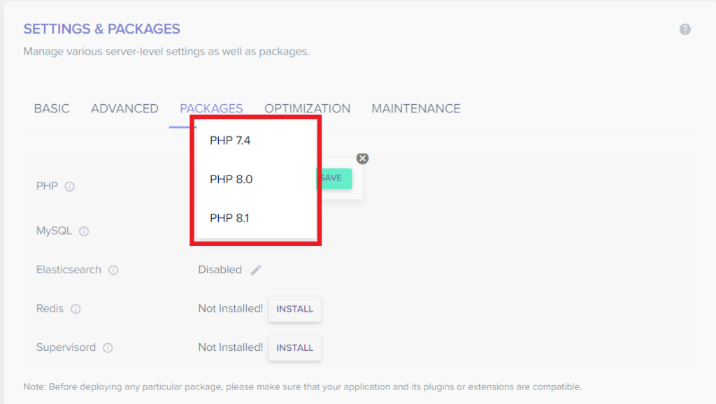 Cloudways Change PHP Version