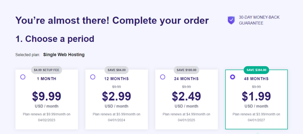 Hostinger Choose Plan Period