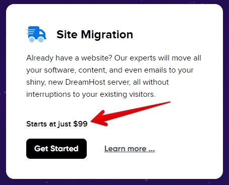 DreamHost Website Migration Fee