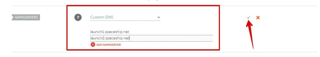 NameCheap Change Nameservers to Spaceship