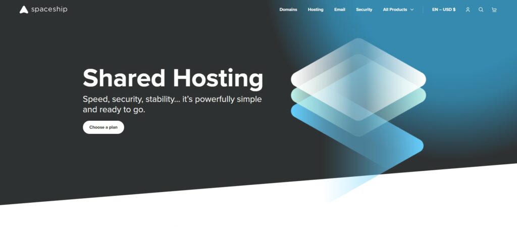 Spaceship Shared Hosting Home Page