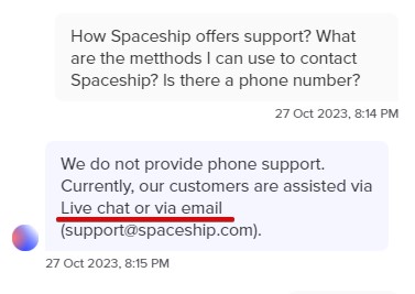 Spaceship Support