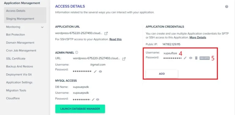 Cloudways Application Credentials