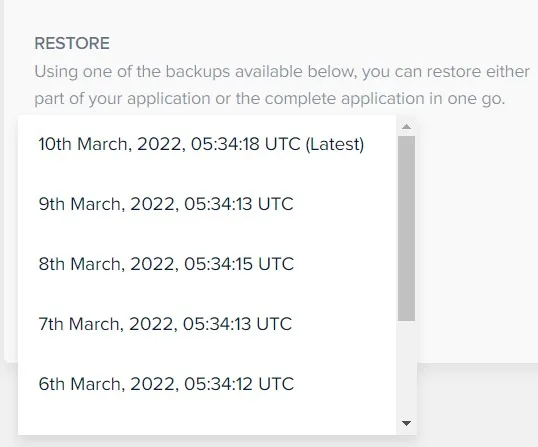 Cloudways Application Restore