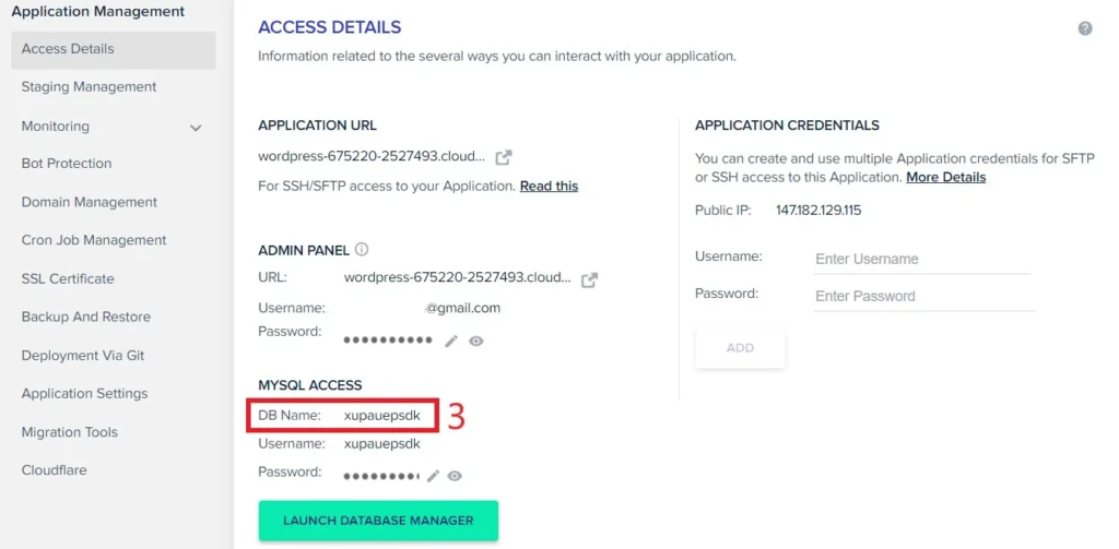 Cloudways Database Name