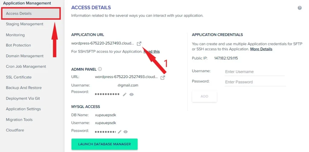 Cloudways Destination Site URL