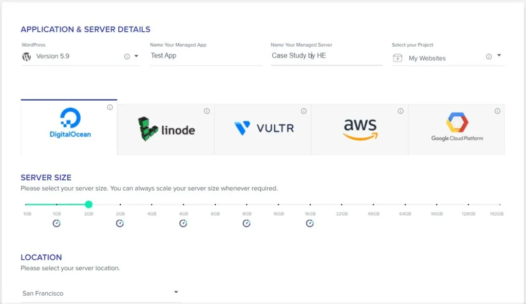 Cloudways New Server