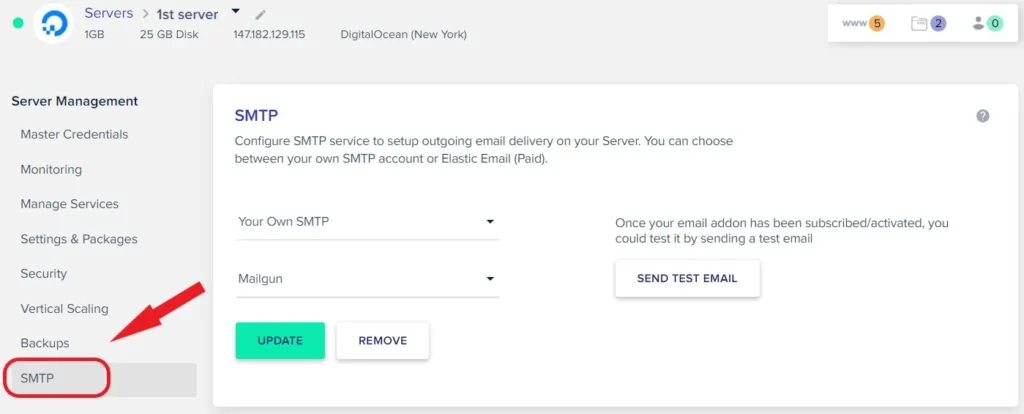 Cloudways SMTP Addon