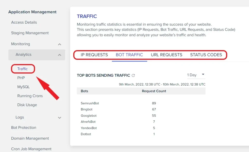 Cloudways Traffic Monitoring