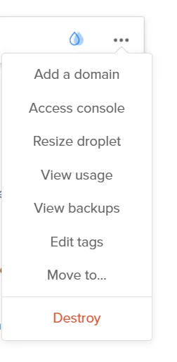 DigitalOcean Droplet Settings