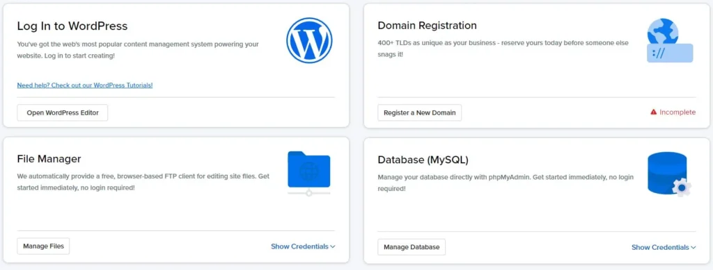 Dreamhost new user options