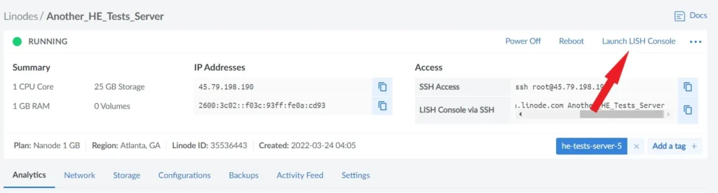 Linode Console