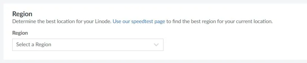 Select Server Region on Linode