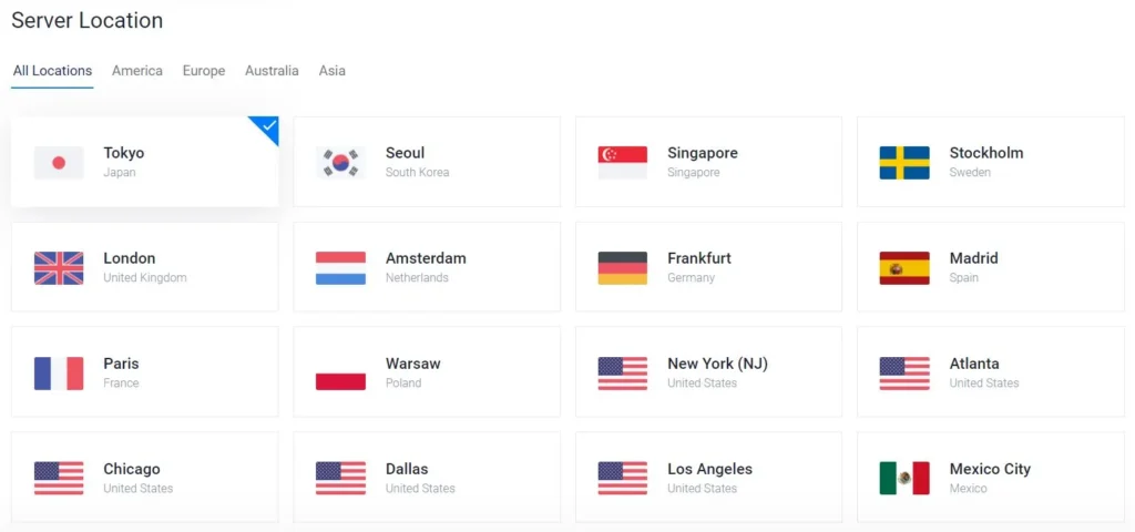 Vultr Choose Server Location