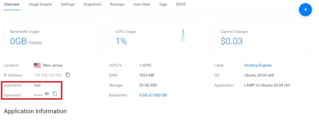 Vultr server root and password