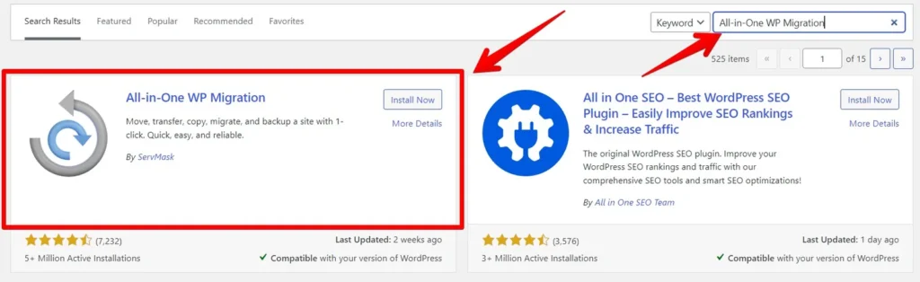 WP Plugins- All-in-One WP Migration