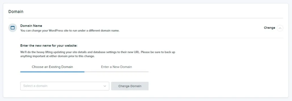 change domain name on Dreamhost