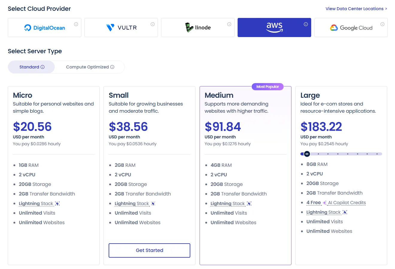 Cloudways AWS server pricing, from $20.56 a month (October 2026)