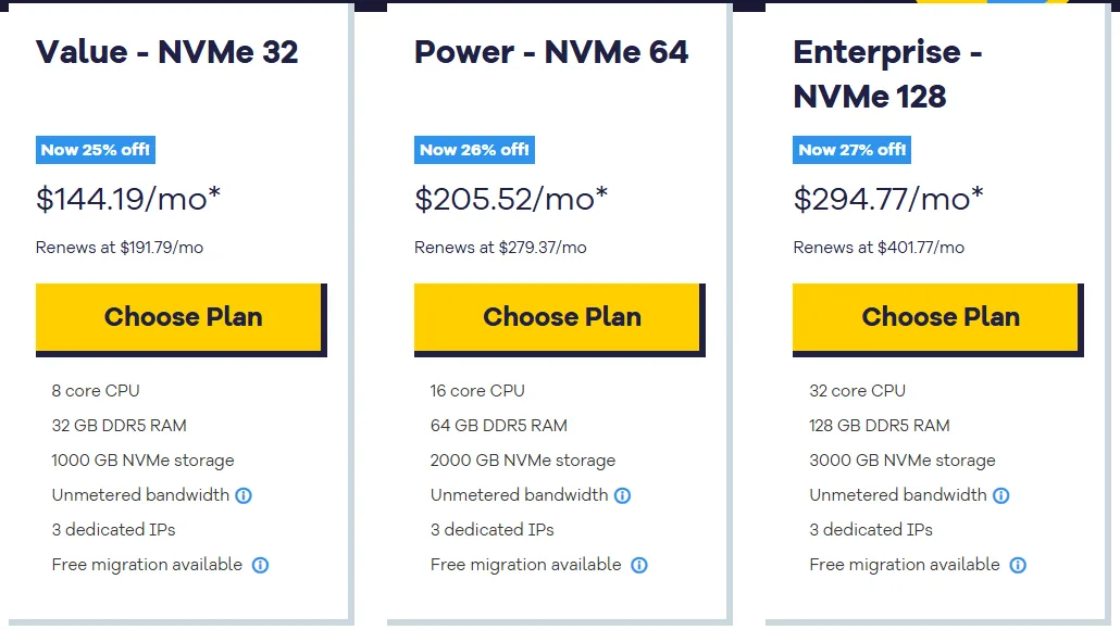 HostGator dedicated server plans and prices: Value, Power, Enterprise NVMe (October 2026)