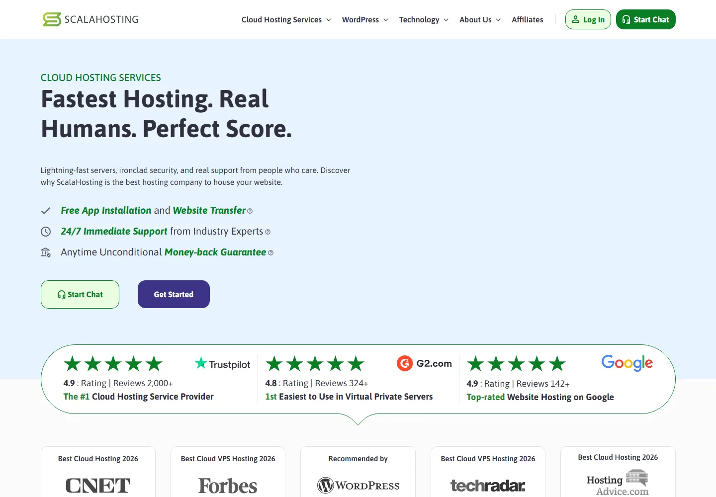ScalaHosting homepage (October 2026)